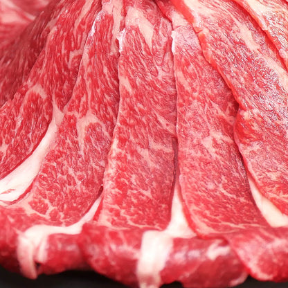 Close-up of raw marbled beef