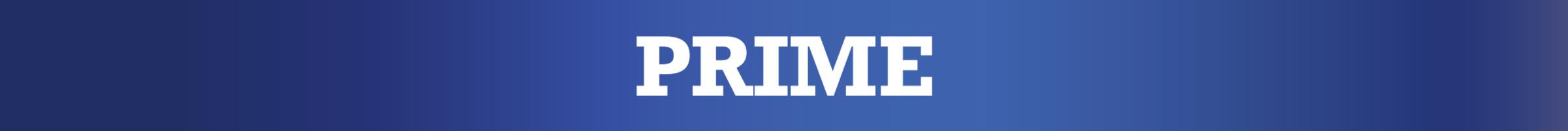 The word 'PRIME' in white text on a blue background